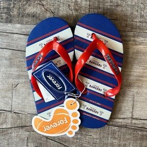 Texas Rangers Flip Flop Sandals Youth 13-1 Slides Slip On Red/Blue Summer NWT